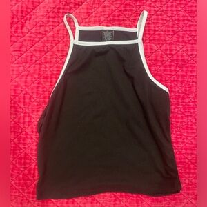 Soft black and white halter spaghetti strap cropped camisole